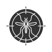 Mücken zielen auf das Glyphen-Symbol. Insektenschutzmittel. Silhouettensymbol. negativer Raum. vektor isolierte illustration