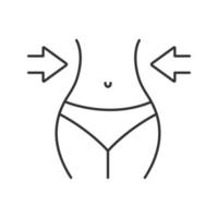 Lineares Symbol für Gewichtsverlust. dünne Liniendarstellung. dünne Taille. Schlankheitskontursymbol. Vektor isoliert Umrisszeichnung