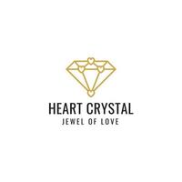 kristall med hjärtformad ikon logotyp designillustration vektor