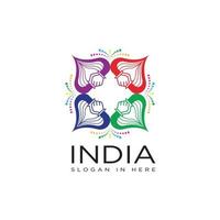 dekoration indisk stil med affär ikon formad inuti vektor logotyp illustration