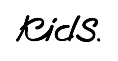 Logo, die Aufschrift Kinder. Vektor. flacher Stil. Kalligraphie. Logo, Maskottchen für das Unternehmen. Geschäft mit Kinderartikeln. Beschriftung. vektor