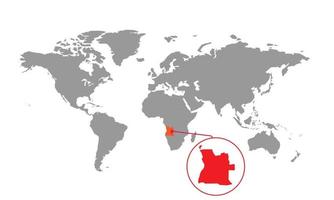 Fokus auf Angola-Karte. isolierte Weltkarte. isoliert auf weißem Hintergrund. Vektor-Illustration.