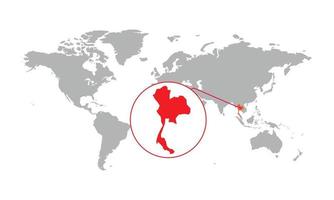 thailand kartfokus. isolerad världskarta. isolerad på vit bakgrund. vektor illustration.
