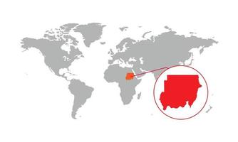 sudan karte fokus. isolierte Weltkarte. isoliert auf weißem Hintergrund. Vektor-Illustration. vektor