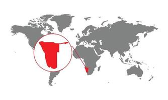 namibia kartenfokus. isolierte Weltkarte. isoliert auf weißem Hintergrund. Vektor-Illustration. vektor