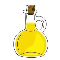 handgezogener glaskrug mit olivenöl. vektor