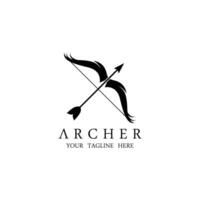 Athena Minerva Silhouette mit königlichem Bogenschützen-Logo-Design vektor