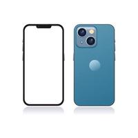 apple iphone 13 vorne und hinten in blauer farbmodellvorlage illustrationsvektor vektor