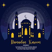 ramadan kareem islamische illustration mit einer moschee in der nacht. perfekt für abstrakte Hintergrunddesignvorlagen. vektor
