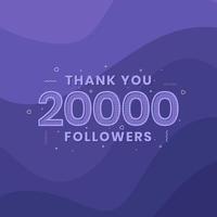 tack 20000 följare, mall för gratulationskort för sociala nätverk. vektor