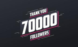 Danke 70000 Follower, Grußkartenvorlage für soziale Netzwerke. vektor