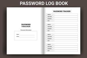 Passwort-Logbuch-Tracker, Tagebuch, Passwort-Tracker, Passwort-Logbuch, Tagebuchveröffentlichung, Passwort-Logbuch, vektor