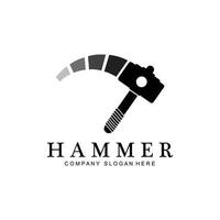 Hammer, Bauwerkzeuge und Richter-Logo-Vektorsymbol, Vintage-Retro-Design-Illustration vektor