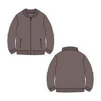 Langarm- und Reißverschlussjacken-Sweatshirt technische Mode flache Skizzenvektorillustration khakifarbene Farbvorlage vektor