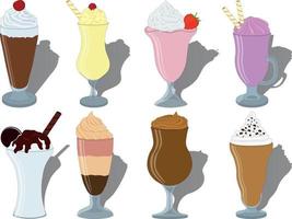 süße leckere schöne desserts in hohen gläsern mit belagsvektorillustration vektor