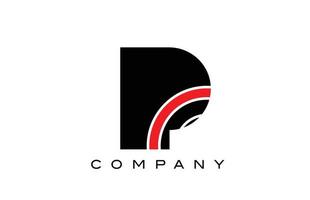 p svarta och röda geometriska alfabetet bokstaven logotyp ikon design. kreativ mall för företag och företag vektor