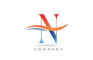 orange blaues n-alphabet-logo-design mit swoosh. kreative Symbolvorlage für Unternehmen vektor