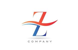 orange-blaues z-alphabet-logo-design mit swoosh. kreative Symbolvorlage für Unternehmen vektor