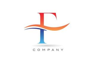orange blau f alphabet buchstabe logo design mit swoosh. kreative Symbolvorlage für Unternehmen vektor