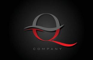 röd och grå q alfabetet bokstavslogotyp design. kreativ ikon mall för företag och företag vektor