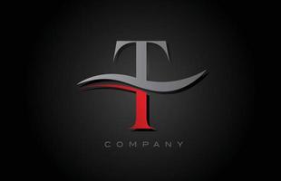 rotes und graues t-Alphabet-Buchstaben-Logo-Design. kreative Symbolvorlage für Unternehmen und Unternehmen vektor