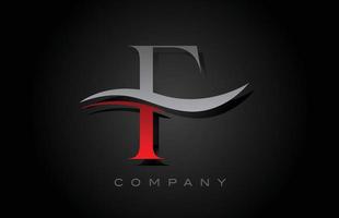 rotes und graues f-alphabet-logo-design. kreative Symbolvorlage für Unternehmen und Unternehmen vektor