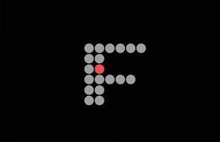 f gepunktetes rot-graues Alphabet-Buchstaben-Symbol-Logo-Design. kreative vorlage für unternehmen und unternehmen mit punkt vektor
