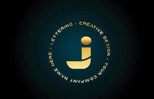 guld j alfabetet bokstaven logotyp ikon design med text. gyllene kreativ mall för företag och företag med cirkel vektor