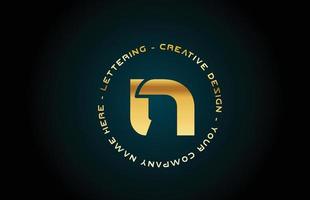 guld n alfabetet bokstaven logotyp ikon design med text. gyllene kreativ mall för företag och företag med cirkel vektor
