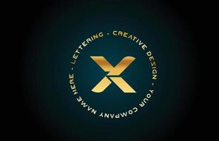 gold x alphabet buchstabe logo symbol design mit text. goldene kreative vorlage für unternehmen und unternehmen mit kreis vektor