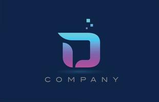 rosa blå d alfabetet bokstaven logotyp ikon design. kreativ mall för företag och företag med prickar vektor