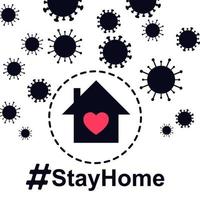 stanna hemma slogan. skyddskampanj eller åtgärd mot coronavirus vektor