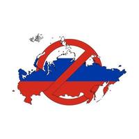 Russland verboten. Stoppen Sie russische Aggressoren. rotes Verbotsschild mit Russland-Karte. vektor