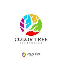 färgglada träd logotyp vektor mall, kreativa träd logotyp designkoncept