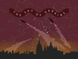 der himmel der ukraine mit raketen und sternbildern vektor