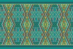 geometrisches Muster, ethnisches Boho-Muster mit hellen Farben. Design für Teppiche, Tapeten, Kleidung, Wraps, Batik, Stoffe. Vektor-Illustration Stickmuster im ethnischen Thema.