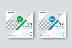 Social-Media-Post-Quadrat-Flyer-Reise-Banner-Vorlage vektor