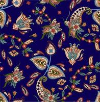 buntes Blumenmuster im asiatischen Stil. Paisley-Muster mit dunklem Hintergrund, Design für Dekoration und Textilien.