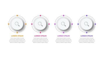 Business-Infografik Thin-Line-Prozess mit quadratischem Vorlagendesign mit Symbolen und 4 Optionen oder Schritten. Vektor-Illustration. vektor