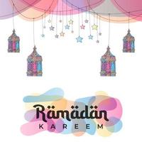 ramadan gratulationskort eller banner bakgrund. handritade lyktor och stjärnor. ramadan kareem handritad dekoration bakgrund. vektor design för muslimsk ramadan semester. vektor illustration