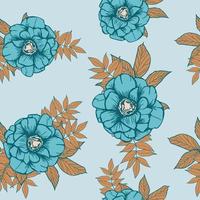 anemon blommor och blad sömlösa mönster bakgrund. tropisk natur omslagspapper eller textildesign. vackert tryck med handritade exotiska växter. vektor