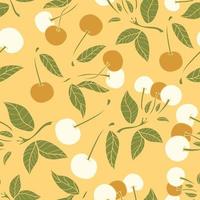 Kirsche Musterdesign. schönes nahtloses Musterdesign der tropischen Beeren. tropische Früchte und Blätter Musterdesign Hintergrund. vektor