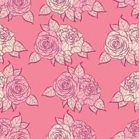 moderne tropische rosafarbene Blumen nahtloses Musterdesign. Nahtloses Muster mit Frühlingsblumen und Blättern. hand gezeichneter hintergrund. Blumenmuster für Tapeten oder Stoffe. Botanische Fliese. vektor