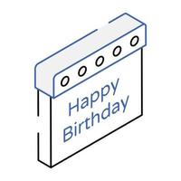 Happy Birthday-Symbol im isometrischen Stil vektor