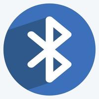 Symbol Bluetooth. geeignet für mobile Apps-Symbol. langer Schattenstil. einfaches Design editierbar. Design-Vorlagenvektor. einfache symbolabbildung vektor