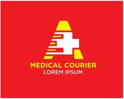 medicinsk kurir logotyp design vektor enkel modern ikon och symbol