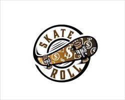 skateboard roll logo design för service enkel modern vektor