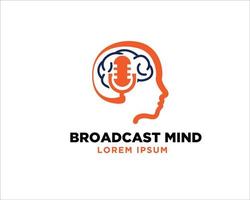 broadcast mind logo design ikon och symbol minimalistisk vektor