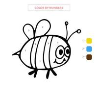 Farbe handgezeichnete Doodle einzelne süße Biene nach Zahlen. Vektor-Illustration. vektor