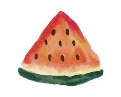 geschnittene wassermelonenillustration mit aquarellart vektor